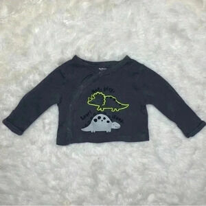 Gerber Shirt Long Sleeved Snaps  Grey / Yellow Dinosaurs Size Newborn
